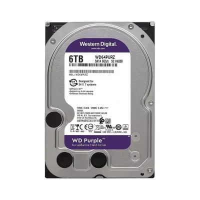 WD PURPLE, WD64PURZ, 3.5", 6TB, 256Mb, 5400 Rpm, 7/24 Güvenlik, HDD (Türkiye Distribütörü Garantili)