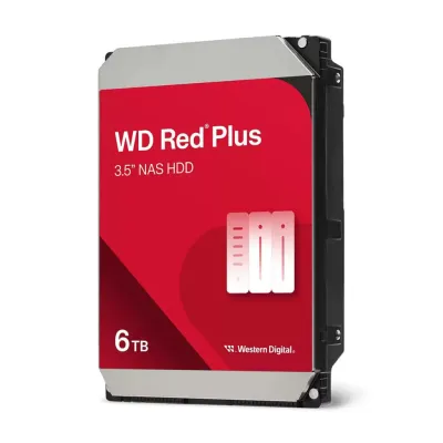 WD RED Plus, WD60EFPX, 3.5", 6TB, 256Mb, 5400 Rpm, 7/24 GÜVENLİK-NAS-SERVER, HDD