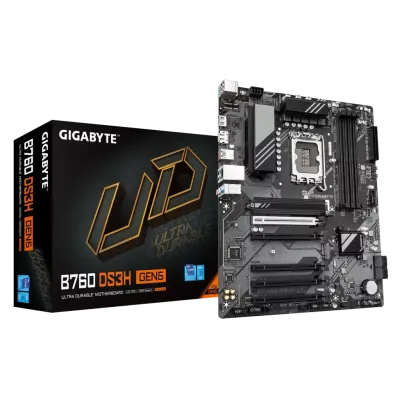 GIGABYTE B760 DS3H GEN5, 4xDDR5, 2xM.2, DP, HDMI, Type-C, 13-14.Nesil, LGA1700 Soket, Anakart