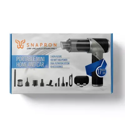 SNAPRON SNV-3000, Car Vacuum Cleaner Pro1, 17.000 Pa Emiş gücü, 3 Hepa Filtre, 100W, 10 Aksesuar, Şarjlı, El Tipi, Genel Maksatlı Süpürge
