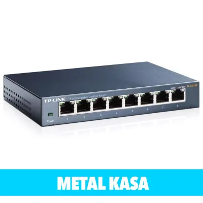 TP-LINK 8port Gigabit  Yönetilemez Switch Çelik Kasa TL-SG108