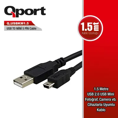 QPORT 1.5metre Q-USBKM1.5 USB Kamera ve Data Şarj Kablosu
