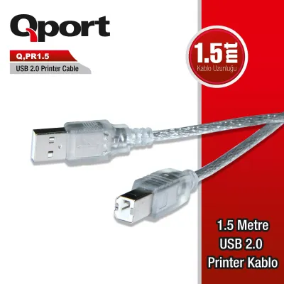QPORT 1.5 metre Q-Pr1.5 Yazıcı Kablosu 2.0v