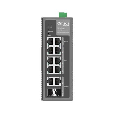 OMADA IES210GPP Industrial, 10 Port Gigabit, 6 Port Poe+, 2 Port Poe++, 2 Port Combo SFP, 240W, Yönetilebilir Endüstriyel Switch