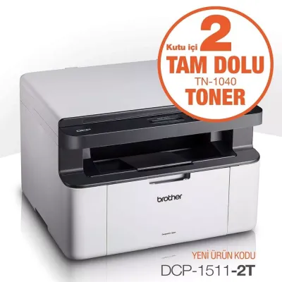 BROTHER DCP-1511-2T LAZER YAZICI TARAYICI FOTOKOPİ USB A4 x2 KUTU İÇİ TONER