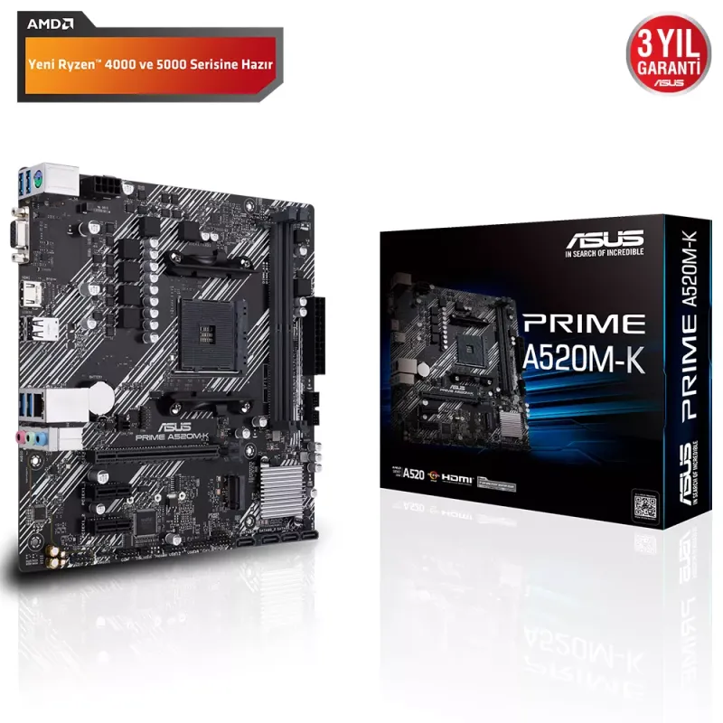 ASUS PRIME A520M-K DDR4 M2 PCIe NVME HDMI PCIe 16X v3.0 AM4 mATX