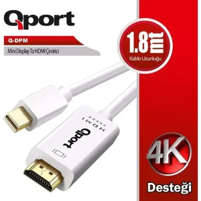 QPORT 1.8metre Q-DPM mDP-HDMI Görüntü Kablosu