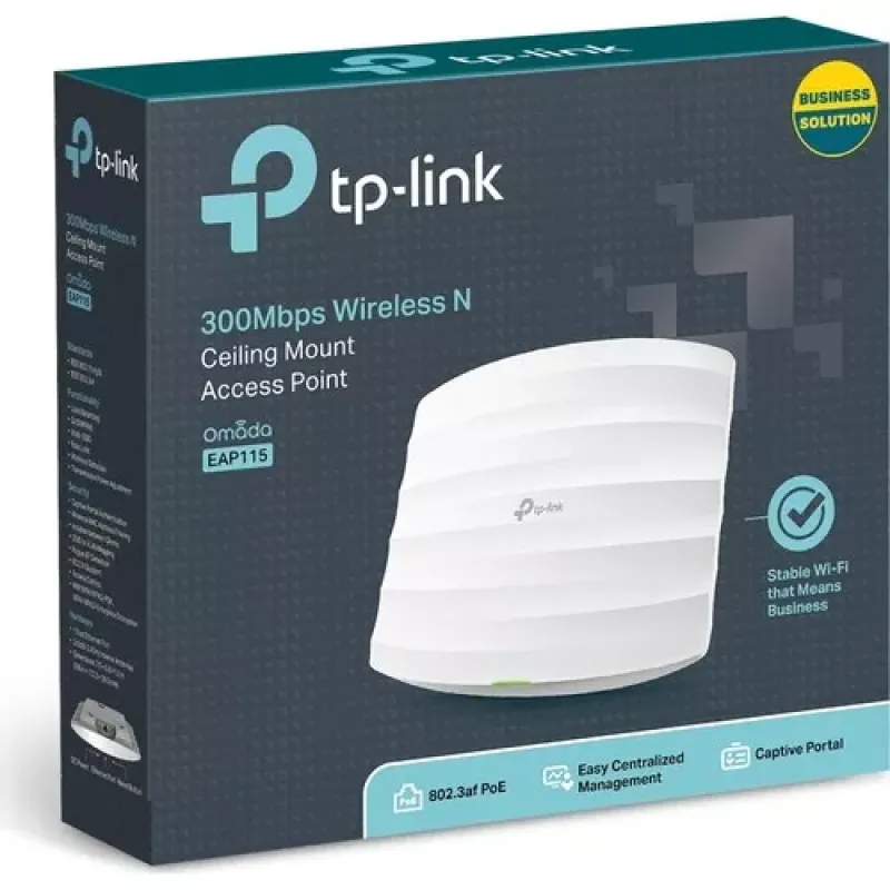 TP-LINK EAP115 300MBPS 3DBI 2.4GHz TAVAN TİPİ ACCESS POINT