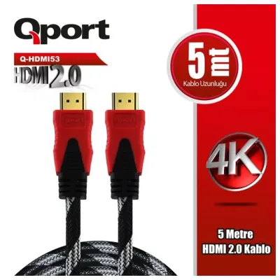 QPORT 5metre Q-HDMI53 HDMI Kablo 2.0 4K Altın Uç