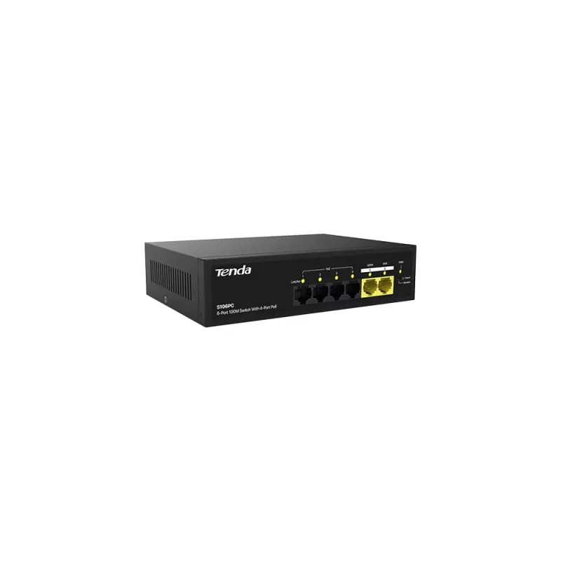 TENDA 6port-4port PoE 30w 10/100 Yönetilemez Switch S106PC