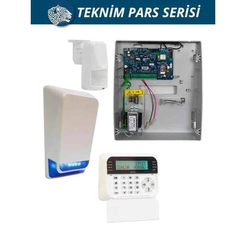 TEKNİM TSP-5324LCD GSM+GPRS Kablolu 4+4 Bölgeli Alarm Seti (Aküsüz)