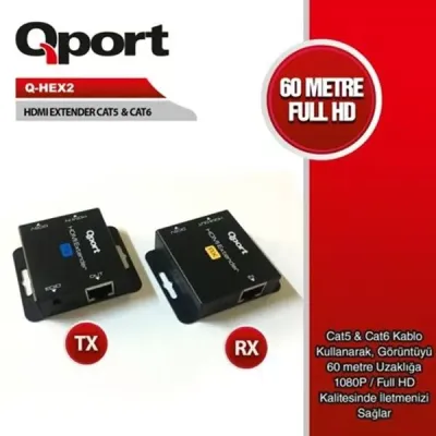 QPORT Q-HEX2 HDMI-CAT6 60metre HDMI Extender