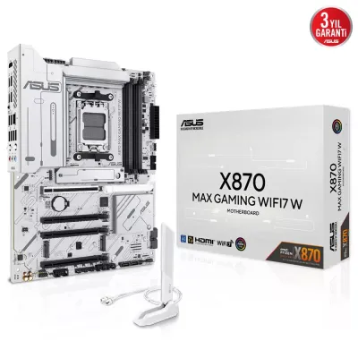 ASUS X870 MAX GAMING WIFI7 W DDR5 HDMI DP PCIE 5.0 AM5 ATX BEYAZ