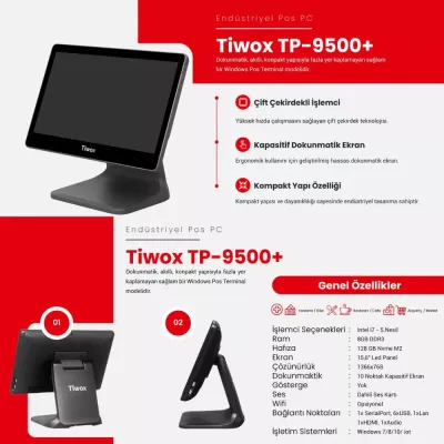 TIWOX TP-9500 PLUS I7 5.GEN 8GB/128GB SSD 15.6" ENDÜSTRİYEL POS PC