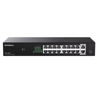 TENDA SG118PC 18 PORT 10/100/1000 16 PORT POE 2 PORT UPLINK 167W YONETILEMEZ DESKTOP SWITCH