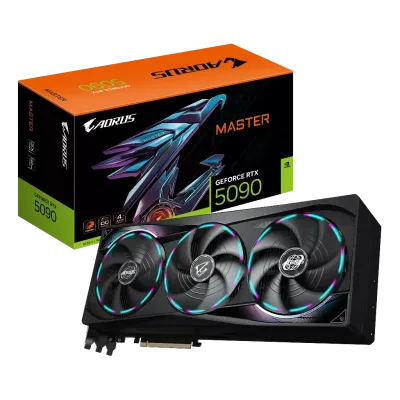 GIGABYTE GV-N5090AORUS M-32GD, RTX5090, AORUS MASTER, 32Gb, GDDR7, 512BIT, 3 Fanlı, 1xHDMI, 3xDP, GAMING Ekran KARTI
