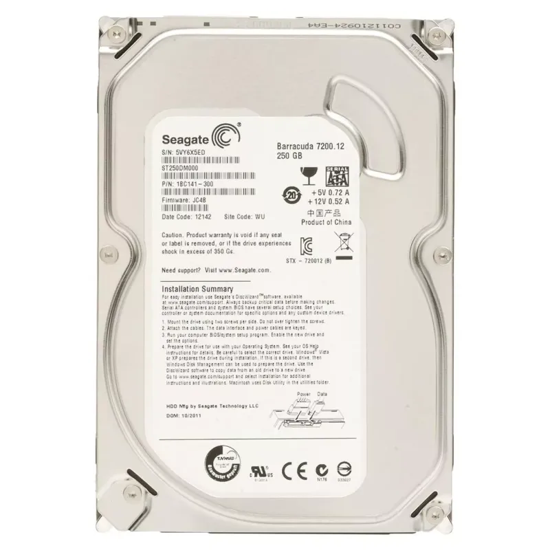SEAGATE 250GB 3.5" BARRACUDA ST250DM000 7200 RPM 16MB SATA-3 PC Diski