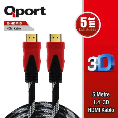 QPORT 5metre Q-HDMI5 HDMI Kablo 3D Gold 1.4v