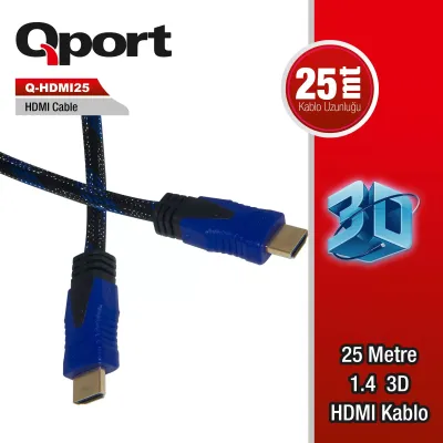 QPORT 25metre Q-HDMI25 HDMI Kablo 3D Gold 1.4v
