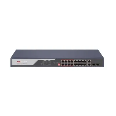 HIKVISION 16port PoE 225w 2-SFP 2-Uplink 10/100 Yönetilemez Switch DS-3E0318P-E©
