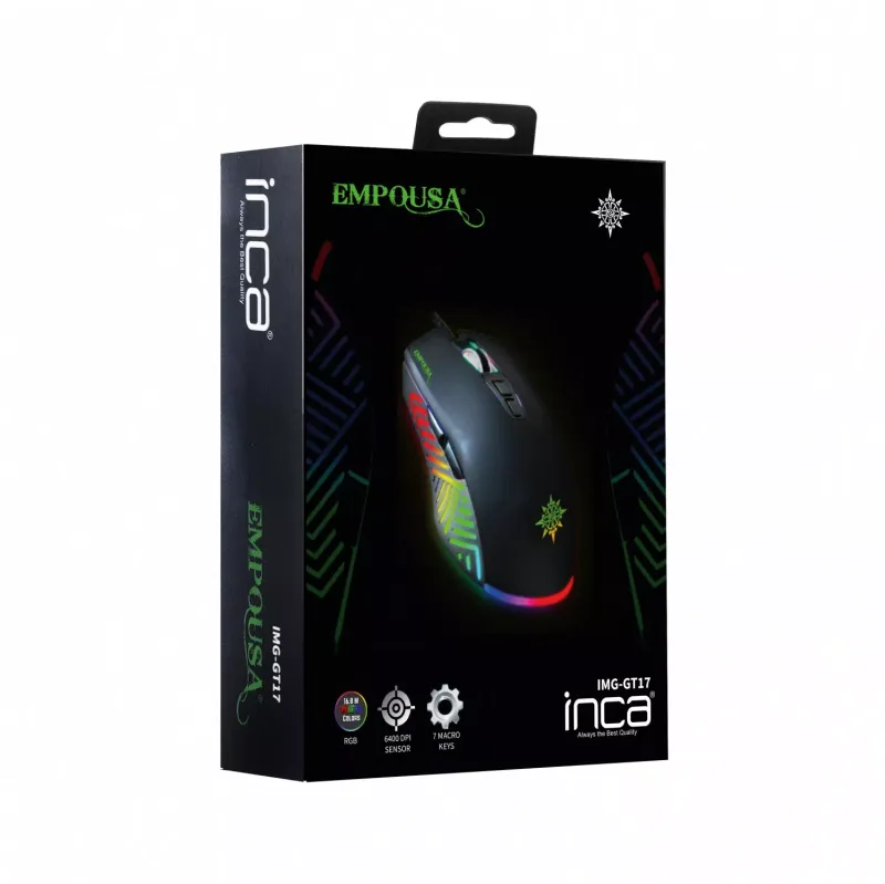 INCA IMG-GT17 Kablolu USB 6400dpi Siyah Gaming Mouse