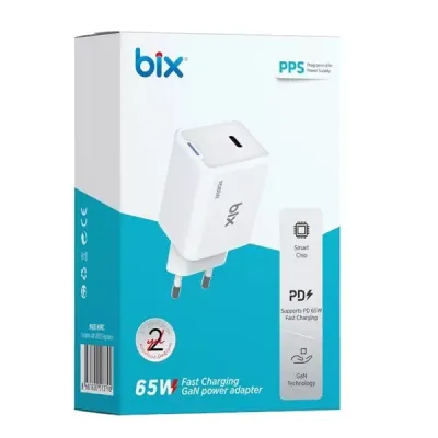 BIX BX1P65G-WE 65W ŞARJ ADAPTÖR (TYPE-C) Beyaz PPS ÖZELLİKLİ