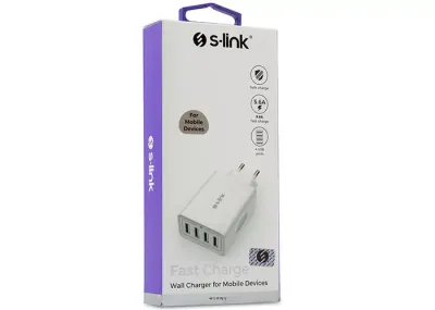 S-LINK Swapp SW-C8 4*USB 5V 5.6A Ev Şarj Adaptör