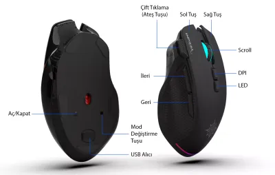 INCA IMG-GT22 Kablosuz + Bluetooth Siyah Gaming Mouse