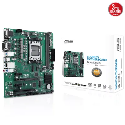 ASUS PRO A620M-C-CSM DDR5 HDMI-DVI-DP TYPEC PCIE 4.0 AM5 mATX Kurumsal Anakart