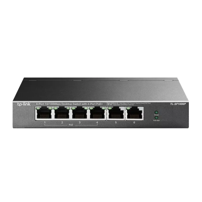 TP-LINK 6port 67w 4port PoE 10/100 Yönetilebilir Switch TL-SF1006P