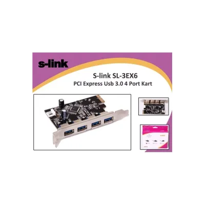 S-LINK SL-3EX6 PCI Express TO USB 3.0  x4 Port Kart