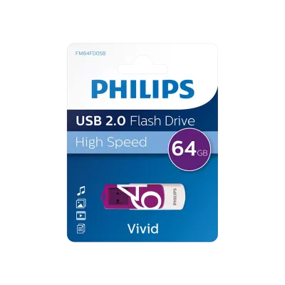 PHILIPS FM64FD05B, 64GB, USB 2.0, Vivid, Mor, Flash Disk