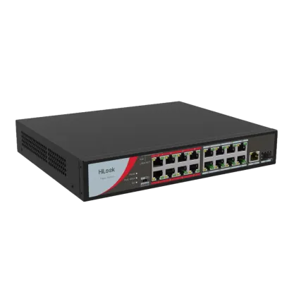 HILOOK NS-0318P-130(B), 16 Port, Megabit, PoE 130W, 1 Port GigaBit Lan, 1 Port GigaBit SFP, Long Range 250Metre, Yönetilemez, Masaüstü Switch