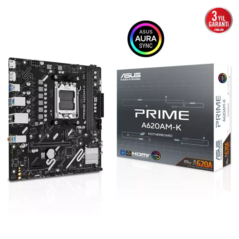 ASUS PRIME A620AM-K DDR5 HDMI PCIe 16X v4.0 AM5 mATX