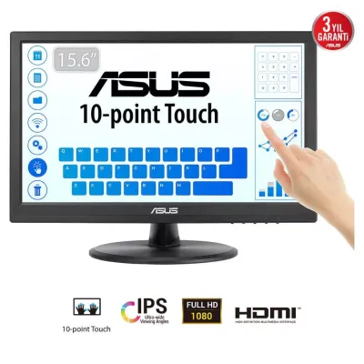 ASUS VT169HE 15.6" 1920x1080 VGA/HDMI DOKUNMATİK SİYAH IPS LED MONITOR