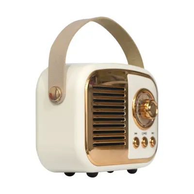 MIKADO MD-24BT, Echoes, Beyaz, 3W, Taşınabilir, USB/TF Kart/Bluetooth, 800mAh, Klasik Retro Müzik Kutusu