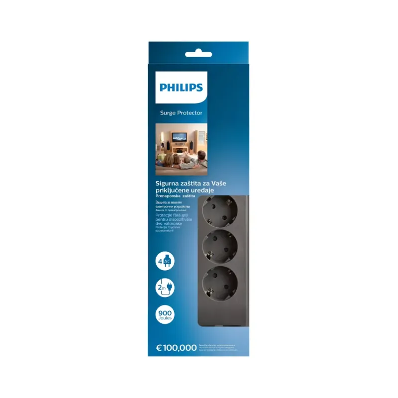 PHILIPS 4-lü SPN3140A/62 900 Joules Akım Koruma Prizi Gri