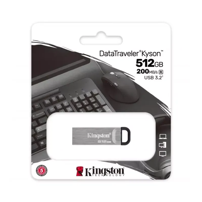 KINGSTON DTKN/512GB USB 3.2 Data Traveler Kyson Flash Disk (Siyah-Gri)