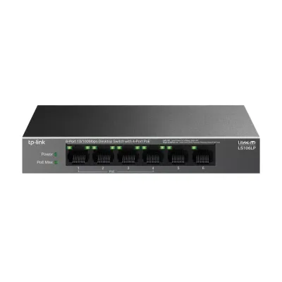 TP-LINK 6port 41w 4port PoE 10/100 Yönetilemez Switch LS106LP