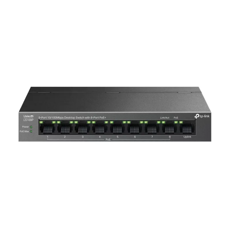 TP-LINK 8port PoE 63w 10/100 Yönetilemez Switch LS109P