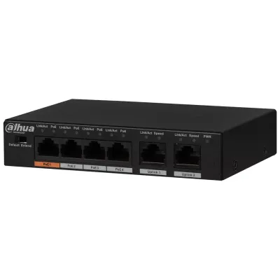 DAHUA 6port-4port PoE 60w 2-Uplink 10/100 Yönetilemez Switch PFS3006-4ET-60-V2