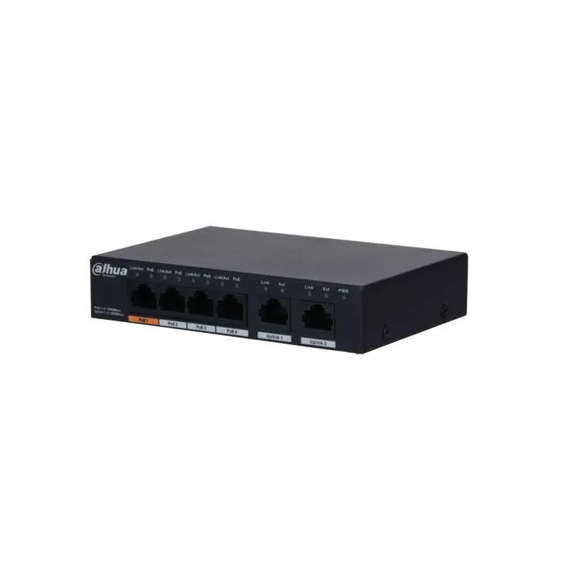 DAHUA 6port 60w 4port PoE 2-Uplink Gigabit Yönetilemez Switch PFS3006-4GT-60-V2