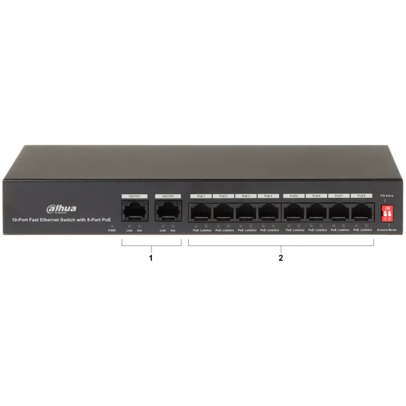 DAHUA PFS3010-8ET-65 8 PORT 10/100 65W POE SWITCH