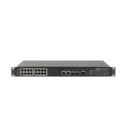 DAHUA PFS4218-16ET-240-V2, 16 Port, MegaBit, PoE 240W, 2 Port GigaBit Uplink, 2 Port GigaBit Combo SFP, Yönetilebilir, Rack Mount  Switch