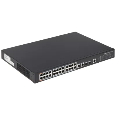 DAHUA PFS4226-24ET-240-V3, 24 Port, MegaBit, PoE 240W, 2 Port GigaBit Uplink, 2 Port GigaBit Combo SFP, Yönetilebilir, Rack Mount Switch