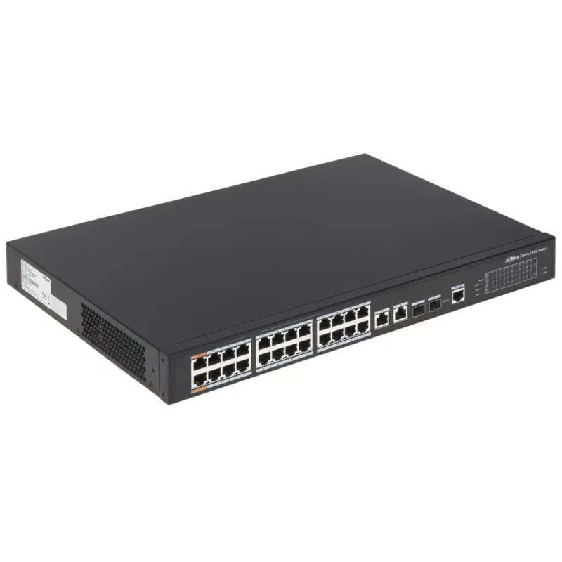 DAHUA PFS4226-24ET-360-V3, 24 Port, MegaBit, PoE 360W, 2 Port GigaBit Uplink, 2 Port GigaBit Combo SFP, Yönetilebilir, Rack Mount Switch