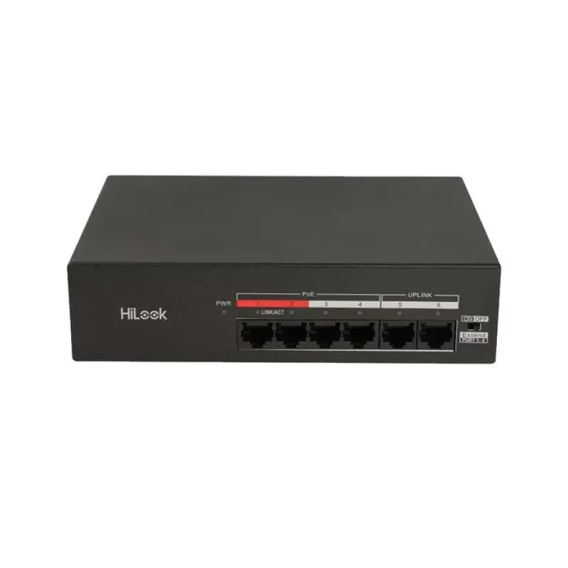 HILOOK NS-0106MP-35(B), 4 Port, Megabit, PoE 35W, 2 Port Megabit Uplink, Yönetilemez, Masaüstü Switch