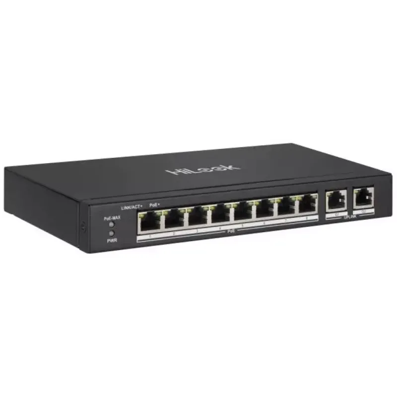 HILOOK NS-0310P-60(B), 8Port, Megabit, PoE 60W, 2 Port Gigabit Uplink, Long Range 250Metre, Yönetilemez, Masaüstü Switch