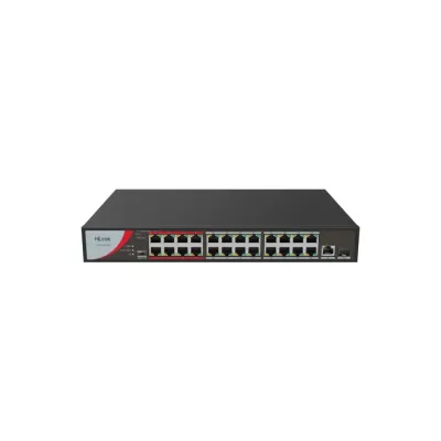HILOOK NS-0326P-230(B), 24Port, Megabit, PoE 230W, 1 Port GigaBit Lan, 1 Port GigaBit SFP, Long Range 250Metre, Yönetilemez, Masaüstü Switch