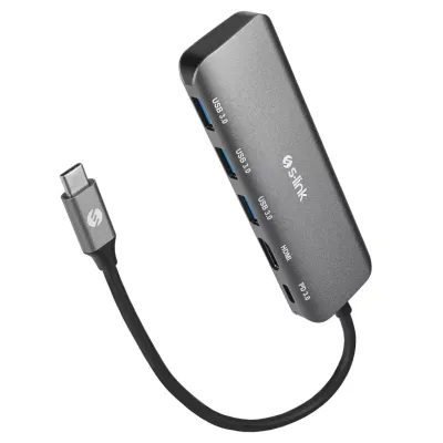 S-LINK SWV-USBC030, Type-C to HDMI, 3xUSB3.0, 1xPD Metal, USB HUB ve Çevirici